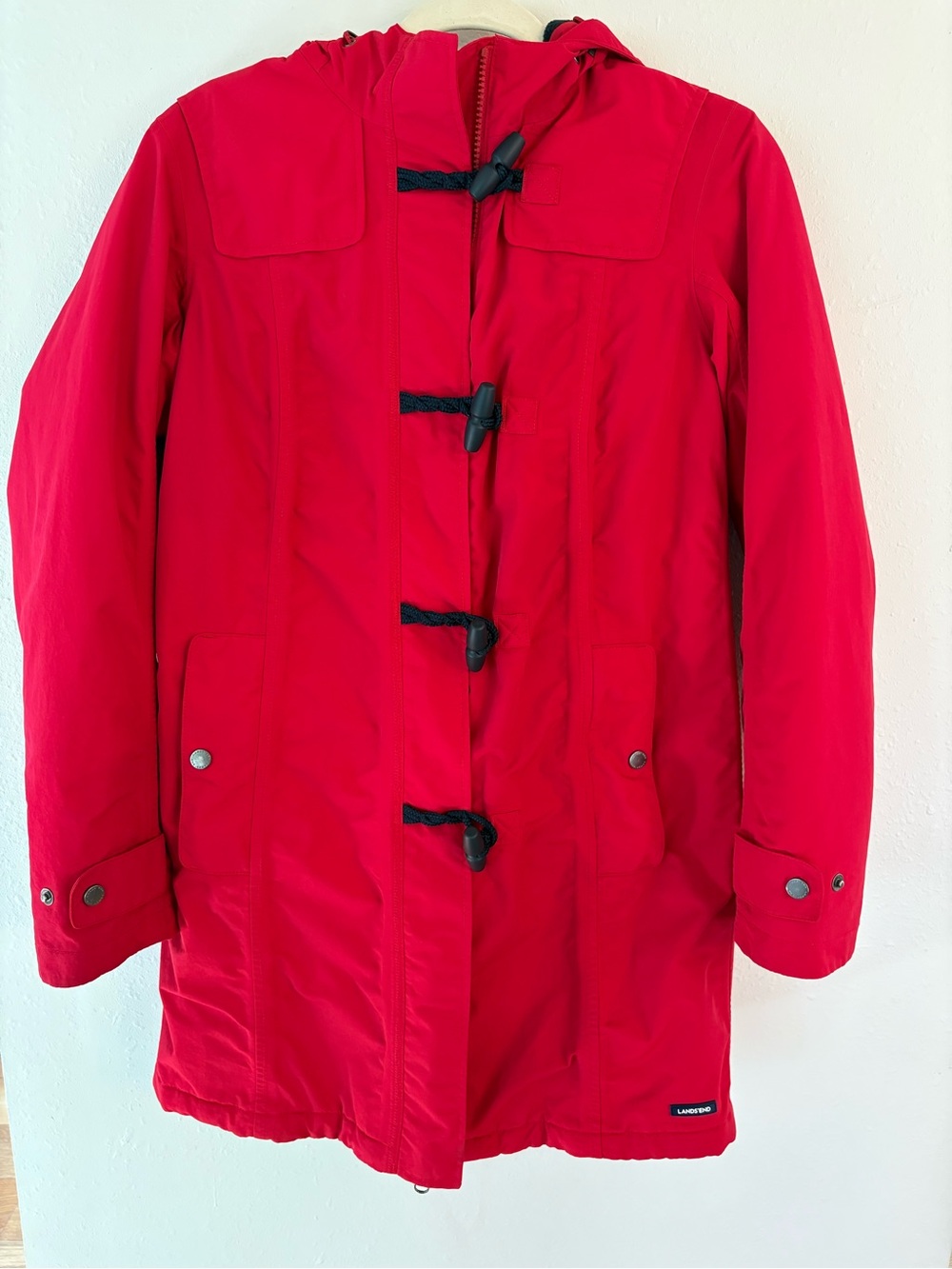 Lands' End Squall Duffle Toggle Parka in Vibrant Red